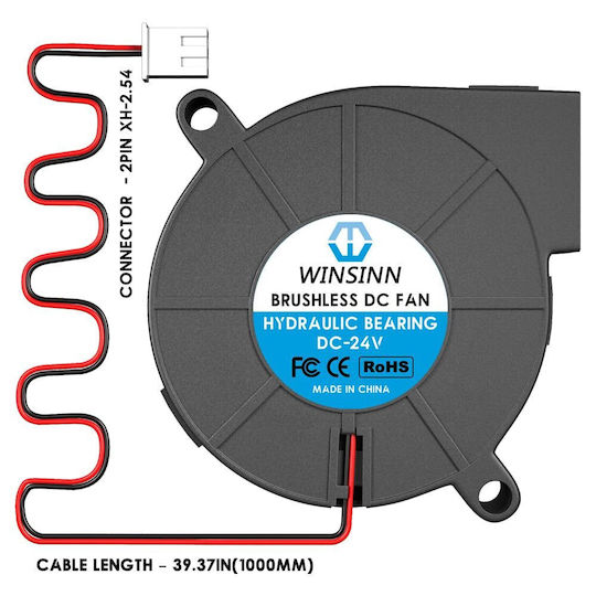 Set 4 Motoare 24V Accesorii pentru imprimante 3D Hidraulice Rulmenți Fără Perii 50 X 15 Mm Turbo Răcire 1 M Conductor Conector cu 2 pini Winsinn 5015