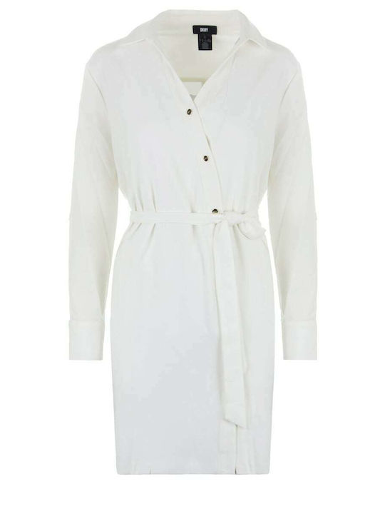 Summer Mini Shirt Dress Beige