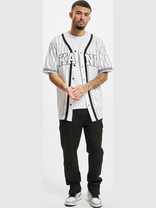 Serif Pinstripe Baseball T-shirt Λευκό
