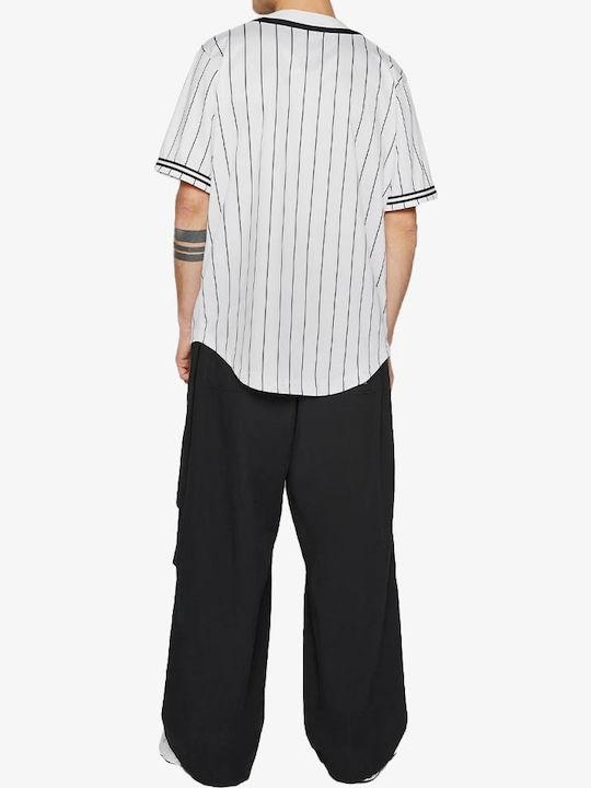 Serif Pinstripe Baseball T-shirt Λευκό