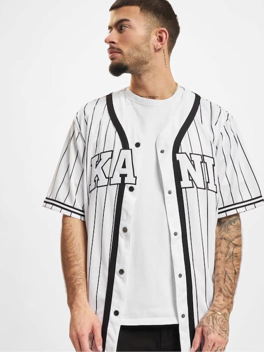 Serif Pinstripe Baseball T-shirt Λευκό