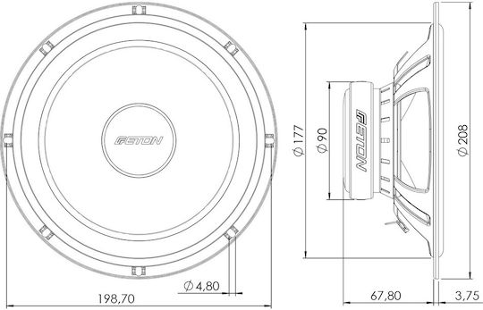 Eton Car Speaker Set POW20+ Separate 8" with 80W RMS (2 Way)