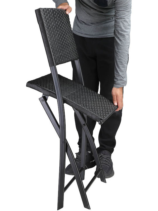 Scaun de exterior Rattan Gri 2buc 81x49x43cm