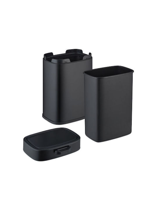 Relaxdays Coș De Gunoi Metalic Împingeți Negru 5lt