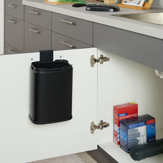Relaxdays Кошче за боклук за шкаф Пластмасово Черно 5л