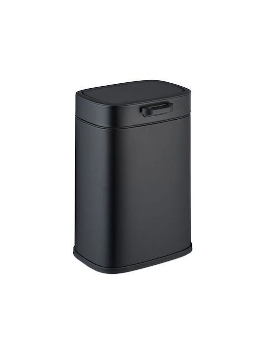 Relaxdays Coș De Gunoi Metalic Împingeți Negru 5lt
