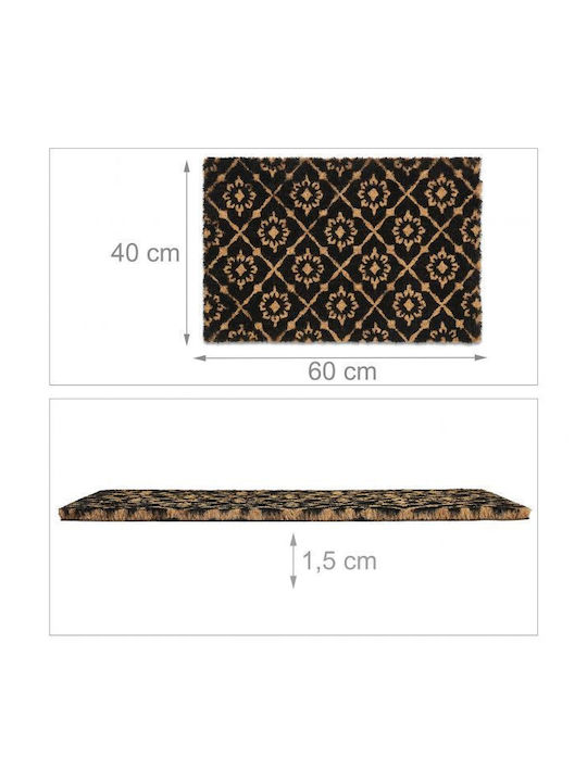 Relaxdays Covor de Intrare din Cocos cu Suport Antiderapant Maro 60x40buc Grosime 15mm