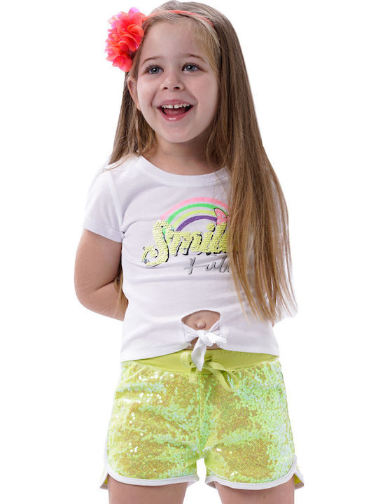 Energiers Set Pentru Copii Cu Pantaloni Scurți Verde Deschis 2 Bucăți
