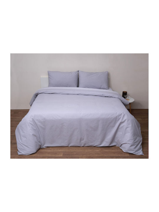 Viopros Semi Double Bed Sheets Set With Rubber Hugger 120x200+25cm Gray (3 Pieces)