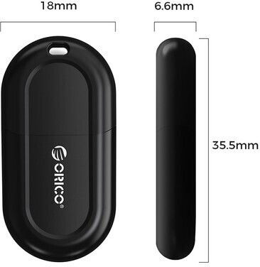 Orico USB Bluetooth 5.3 Adapter mit Reichweite 20m Schwarz (BTA-53-BK-BP)