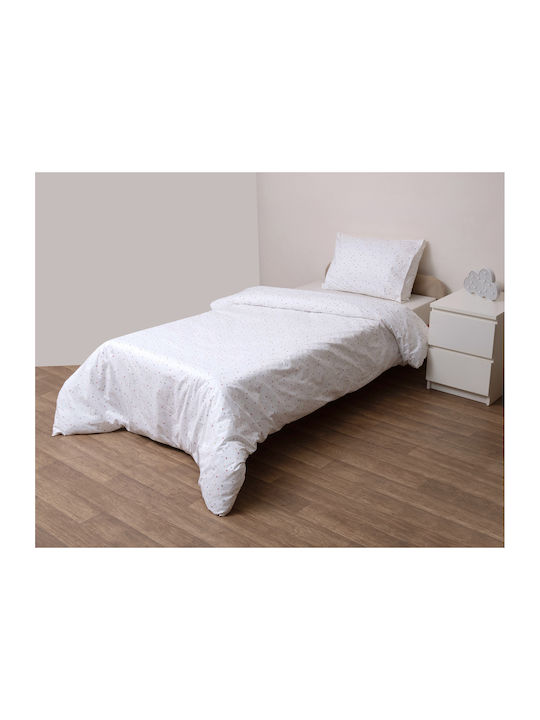 Viopros Rhea Set Coverlet Single Cotton White 160x240cm 2pcs