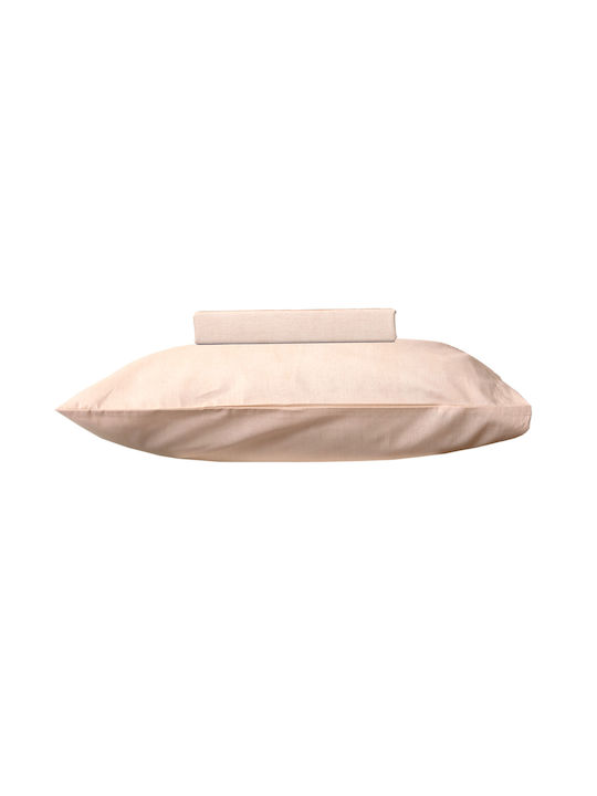 Viopros Σετ Κουβερλί Μονό Βαμβακερό Μπεζ 160x240cm 2τμχ