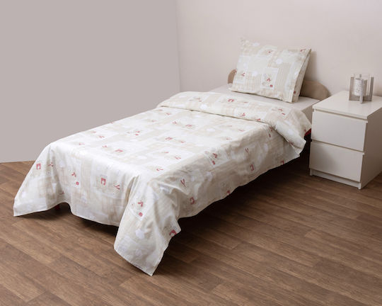 Viopros Σετ Πάπλωμα Μονό 160x240εκ. Κρις Μπεζ 2τμχ