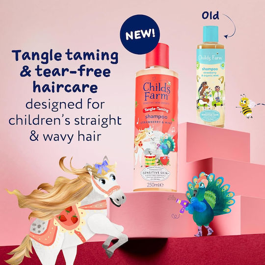 Childs Farm Kids' Shampoo with Strawberry / Mint for Easy Combing in Gel Form , Ideal for Curls 250ml
