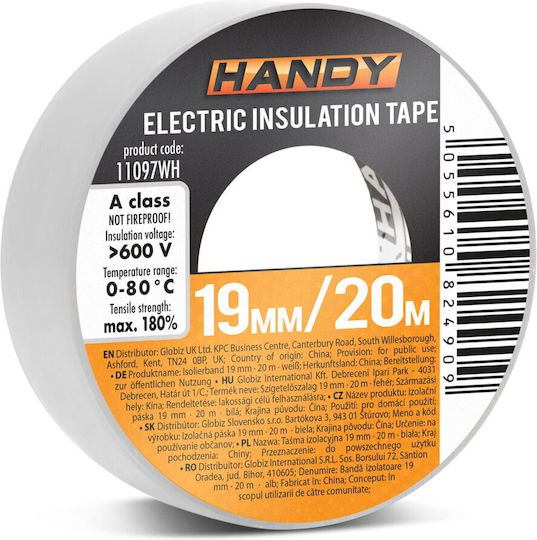 Handy Μονωτική Ταινία 19mm x 20m Λευκή