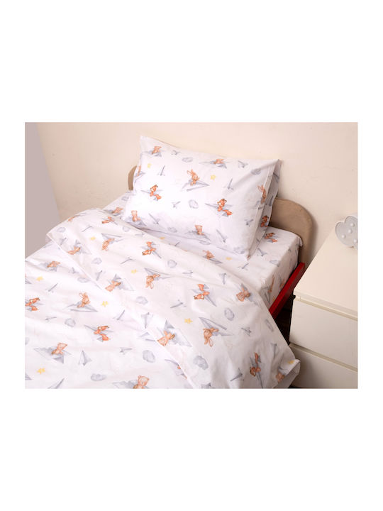 Viopros Duvet Cover Set Cotton Semi-double with Pillowcase 180x240 Hok White