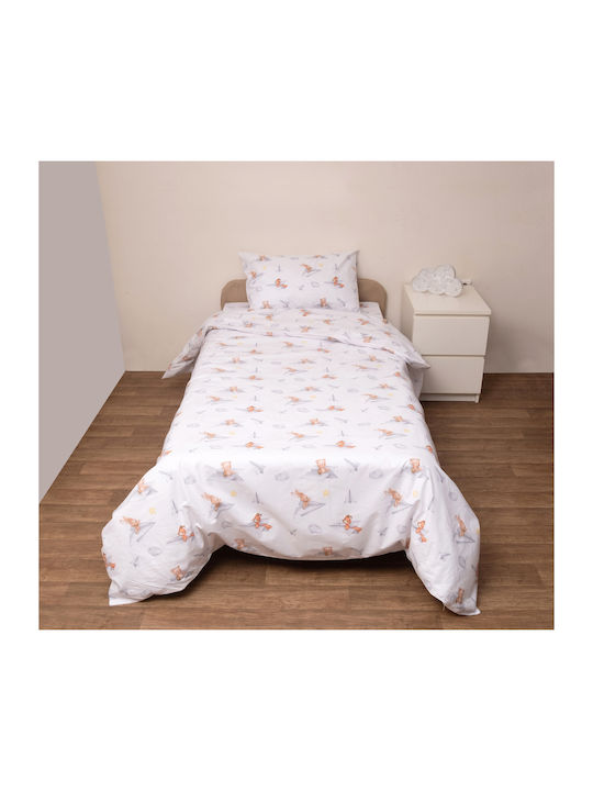 Viopros Duvet Cover Set Cotton Semi-double with Pillowcase 180x240 Hok White