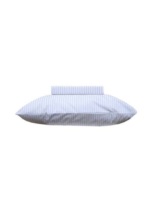 Viopros Cotton Duvet Cover Set 160x240cm Single With Pillowcase Light Blue