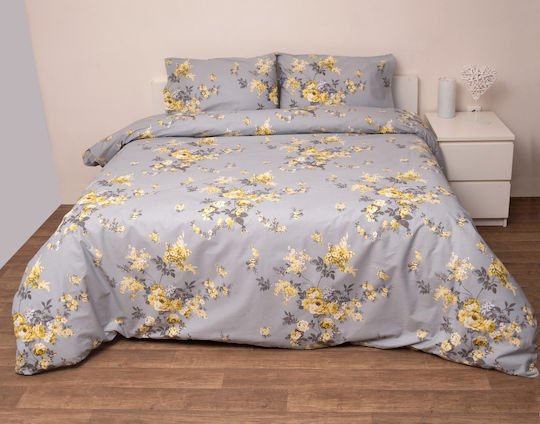 Viopros Tagesdecke Anderthalbbetten aus Baumwolle & Polyester Gray 180x240cm