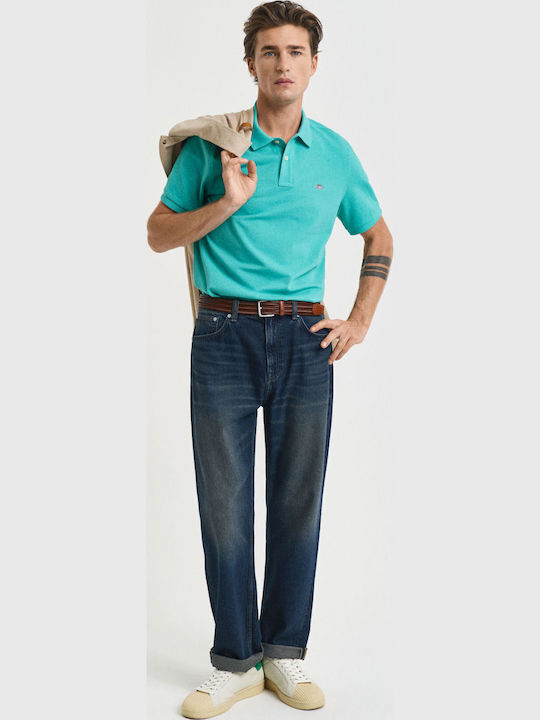 Polo Herrenbluse Kurzarm Tropic Blau