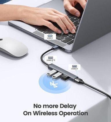 Orico USB Hub 4 Ports USB 3.0 with USB-C Connection Gray