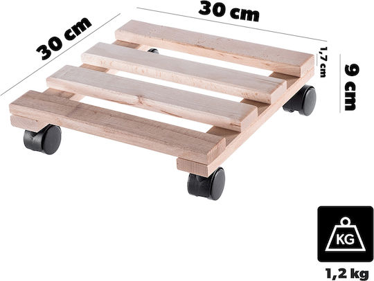 Kadax Blumentopfständer Holz Beige mit Rädern