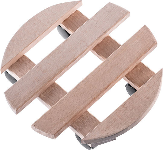 Kadax Pot Stand Wooden Beige with Wheels