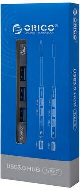 Orico USB Хъб 4 Порта USB 3.0 с Връзка USB-C / USB-A Сив