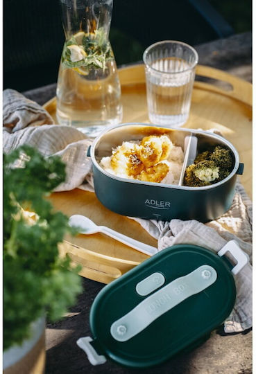 Adler Electric Lunch Box Inox Thermo Green With Compartments 800ml