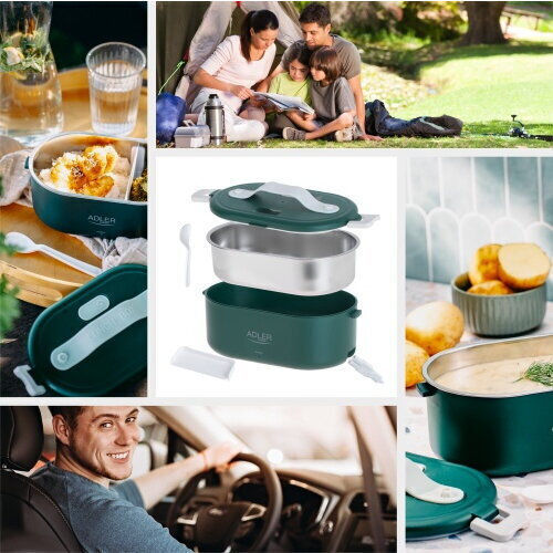Adler Electric Lunch Box Inox Thermo Green With Compartments 800ml