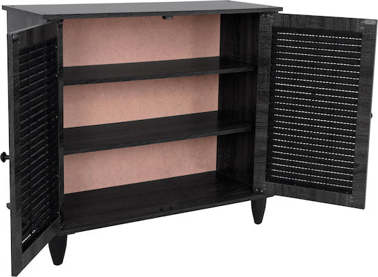 McKenna Wooden Shoe Organizer with 3 Shelves Carbon 76.5x30x68.5cm