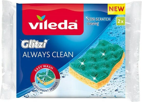Vileda Glitzi Always Clean Set Küchenschwämme Gerichte Gelb 2Stück
