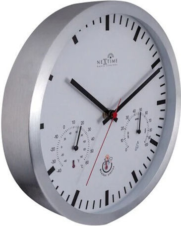 Nextime Ρολόι Τοίχου Μεταλλικό Inox Ø25cm