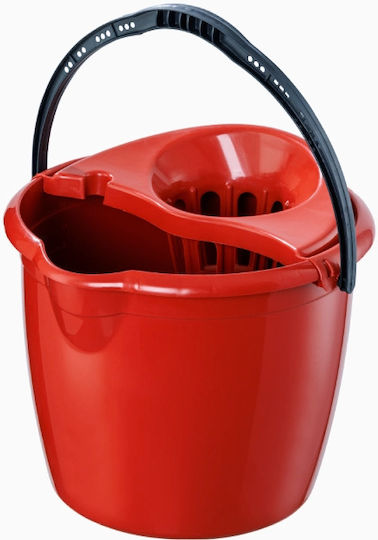 Planet Mop Bucket with Squeezer Plastic Capacity 13lt Red