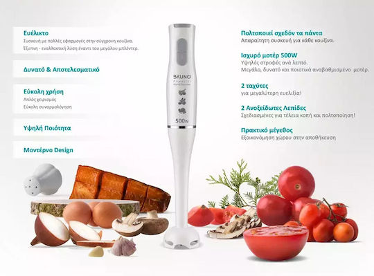 Bruno Handmixer mit Kunststoff-Stab 500W Weiß