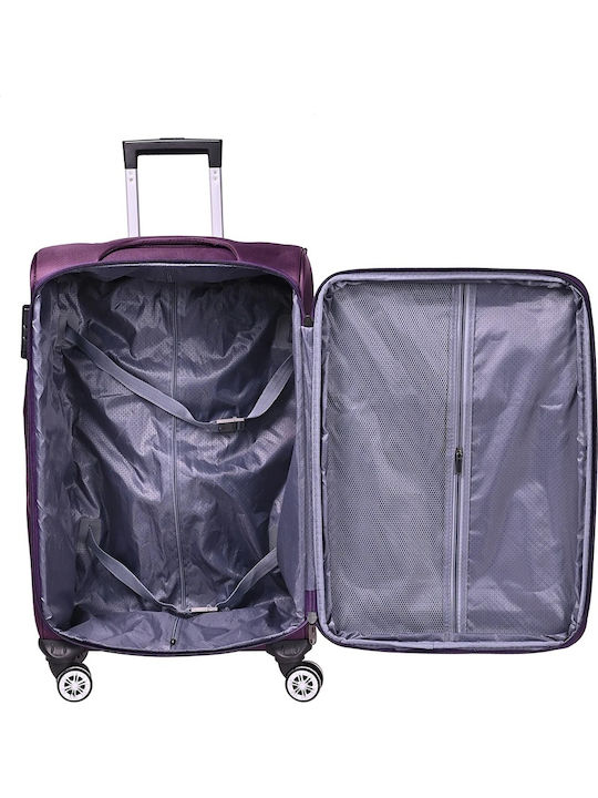 Kourk Medium Fabric Purple Suitcase With 4 Wheels Height 68cm