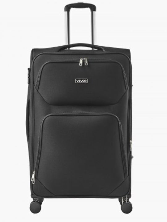 Vevor Large Fabric Travel Suitcase Black with 4 Wheels Height 71cm