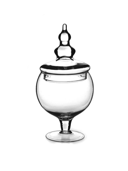 ArteLibre Vintage Glass Sweet Jar with Lid and Foot 13x13x30cm Transparent