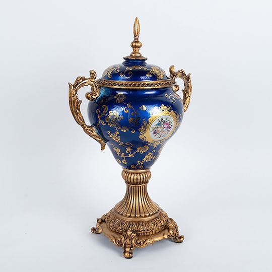 Porcelain Sweet Jar with Lid Blue 28x19x50cm