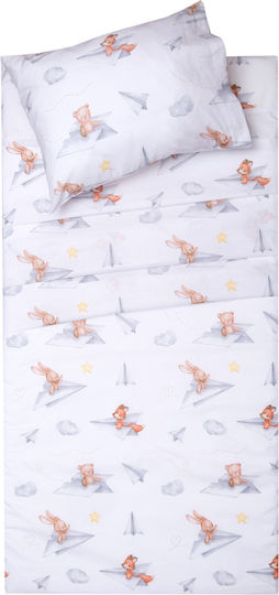 Viopros Set Baby Sheets Crib Cotton Huck White 120x160cm 3 Pieces