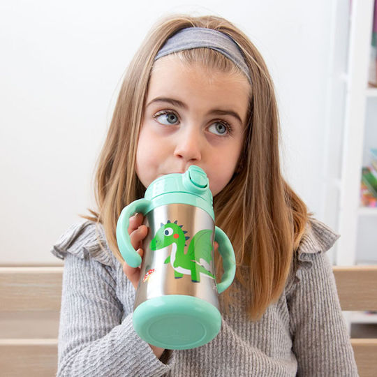 Kiokids Dragon Παιδικό Παγούρι Θερμός Dragon Ανοξείδωτο με Καλαμάκι 280ml