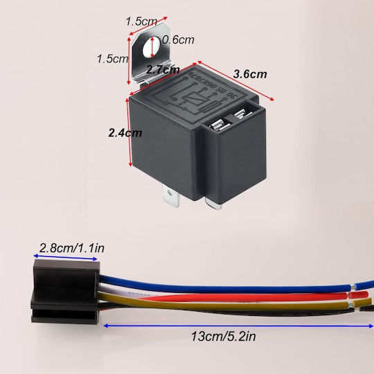 Set 3 Relee Automotive SPDT Ato Atc Sigurantă 24V 30A Socket 14 Awg Cablu Gebildet