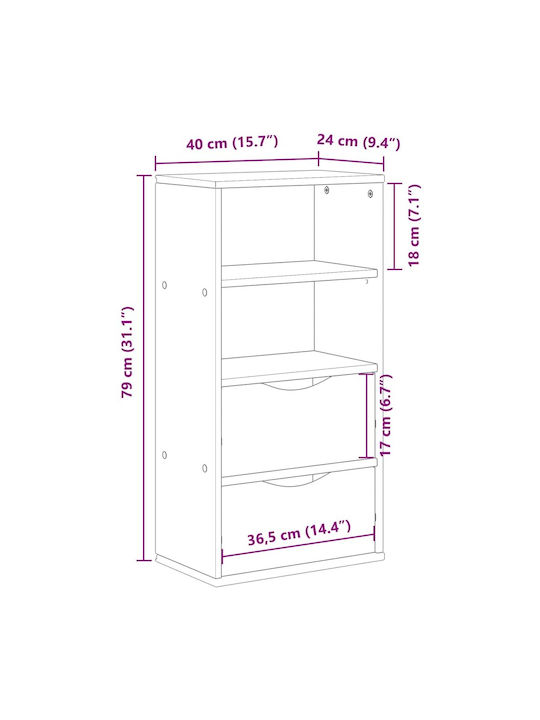 Schubladen Aufbewahrung L40xB24xH79cm
