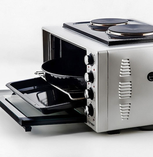 Gruppe Electric Countertop Oven 50lt with 2 Burners and Air Silver