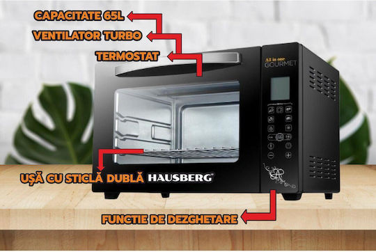 Hausberg Ηλεκτρικό Φουρνάκι 65lt Χωρίς Εστίες Μαύρο