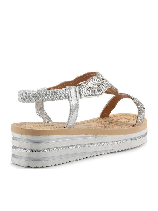 Women's Flat Sandals in Silver Color