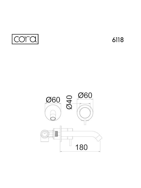 Cora Built-in Faucet Mixer for for Bathroom Sink Gold