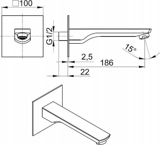 KFA Built-in Faucet Spout for Shower Black