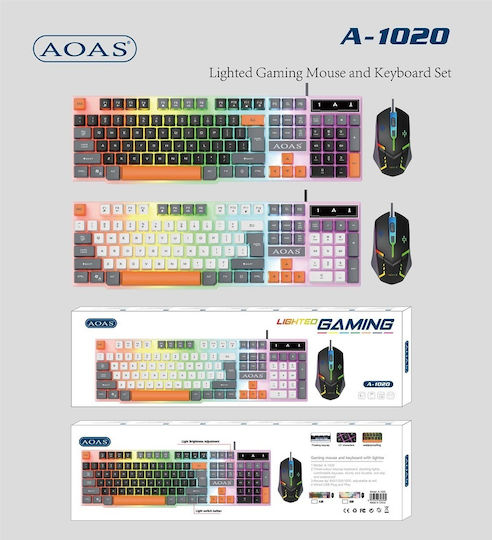 Aoas A1020 Οπτικό Gaming Πληκτρολόγιο με RGB φωτισμό (Αγγλικό US)