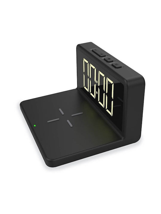 Platinet Ceas De Masă Digital Led Cu Ceas Deșteptător Și Încărcare Wireless Negru PL0150